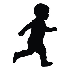 Dynamic silhouette of a toddler in motion capturing childhood energy and playful exploration silhouette