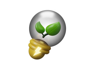 Green ecology and renewable energy icon isolated on transparent background, ESG icon concept. ECO technology, environmental protection, sustainable development, nature conservation. 3d rendering