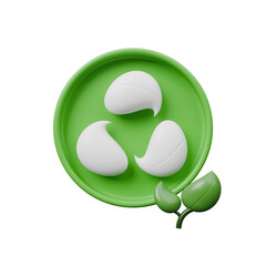 Green ecology and renewable energy icon isolated on transparent background, ESG icon concept. ECO technology, environmental protection, sustainable development, nature conservation. 3d rendering