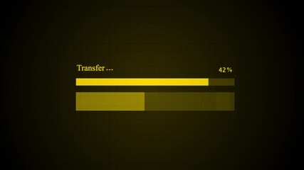 Progress Bar Copying 100 Percent Progress Bar loading. “PROCESSING” loading animation with glowing progress effect on dark background. Receiving bar loading progress indicator from 0% to 100%