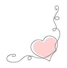 Heart. Abstract love symbol. Continuous line art color drawing illustration