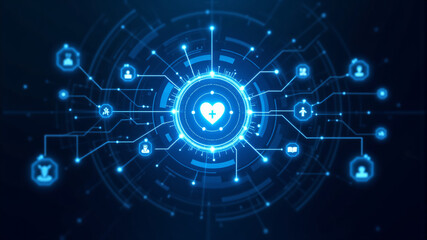 Obraz premium Digital Healthcare Network Overview