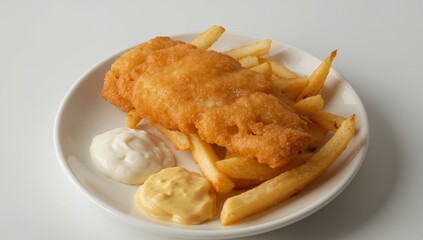 Golden Crisp, A Culinary Still Life with Fried Elements and Creamy Accoutrements.