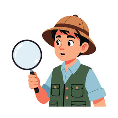 Boy Explorer with Magnifying Glass Adventure, Discovery, Curiosity