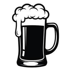 Classic beer mug with frothy head stylized icon refreshing beverage drink art for pubs bars breweries and more silhouette