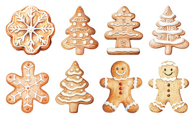 Fototapeta premium PNG Festive gingerbread cookies collection, element set on transparent background