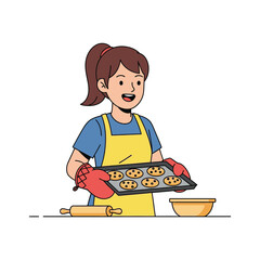 Woman Baking Cookies Illustration Home Baking, Homemade Treats