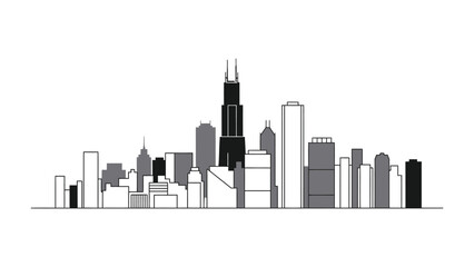 Obraz premium Cityscape Silhouette: An architecturally impressive and striking cityscape, showcasing a dynamic and modern skyline silhouette.
