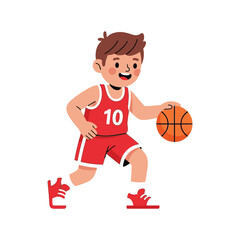 Basketball Boy Dribbling Ball Kid Athlete Illustration