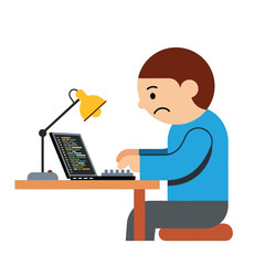 Programmer Coding Laptop, Sad Developer, Software Engineer Vector