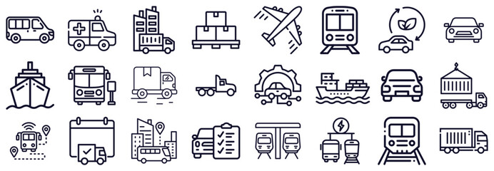 Diverse Transportation and Logistics Icons Set