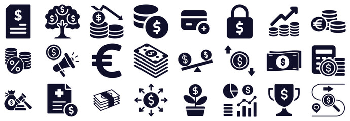 Financial Icons Money, Growth, and Investment Symbols