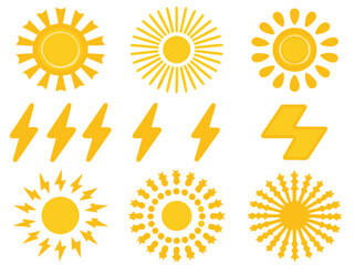 Depicting Sunlight Electricity Icons Neon Lines Dar Elegant High-Quality Stock Image