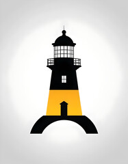 Coastal Lighthouse Silhouette with Arch Base