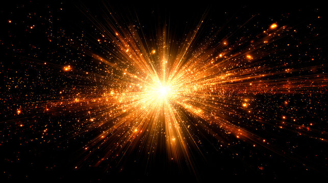 金色の光が広がる放射エフェクト背景