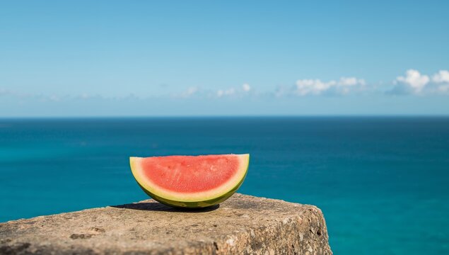 Summer Still Life with Sliced Fruit and Blue Serenity, a Study in Contrasts.