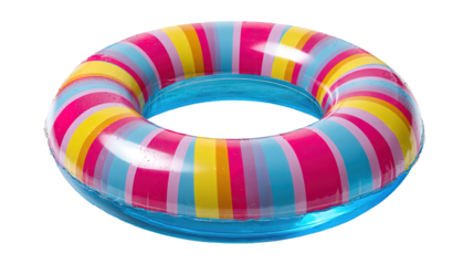A Colorful swim inflatable ring or rubber ring isolated on white and transparent background, 