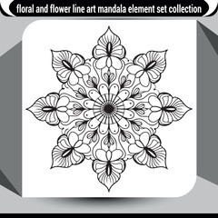 Intricate floral line art mandala design for creative projects and decoration vector