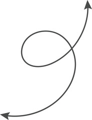 Dual sided Hand drawn curve line arrow. Double side curved outline arrows set. two side Wavy line arrow collection. zigzag arrows