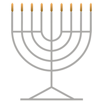 Menorah with candles vector illustration symbol of blue light web design concept