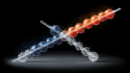 Elemental Swords - A Clash of Fire and Ice in Digital Art.