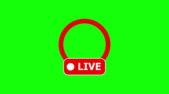 animated Red Live Stream Indicator on Green Screen or transparent Background.animation online profil live stream for broadcast recording and live streaming