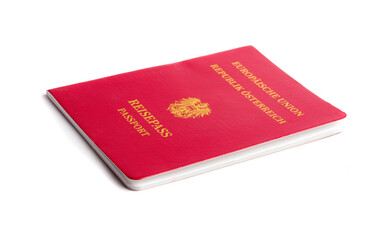 Austrian passport on a white background