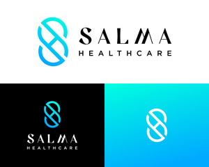 SH monogram letter logo for hospital healthcare industry.