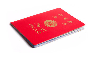 Red Japanese passport on a white background