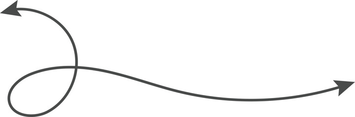 Dual sided Hand drawn curve line arrow. Double side curved outline arrows set. two side Wavy line arrow collection. zigzag arrows