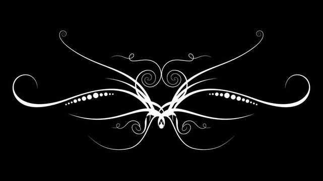 black and white floral ornament motion design collection with alpha channel