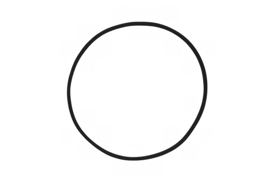 Hand drawing black circle outline on transparent background, a simple minimalist design element
