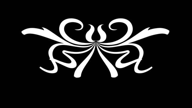 black and white floral ornament motion design collection with alpha channel