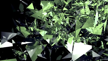 Powerful destruction transition with explosive particles and debris effects, creating intense energy for action or cinematic scenes.