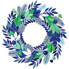 A seamless vector floral wreath with green leaf pattern for vintage wallpaper design and textile decoration