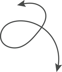 Dual sided Hand drawn curve line arrow. Double side curved outline arrows set. two side Wavy line arrow collection. zigzag arrows