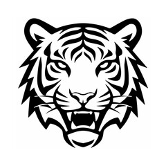 Striking tiger head vector illustration for logo, tattoo, or mascot design, featuring a powerful wildlife animal face silhouette
