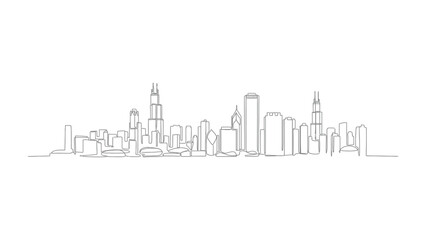 Chicago Skyline Minimalist: A minimalistic line drawing of the iconic Chicago skyline, capturing the essence of the city's architecture in a simple, elegant style. 