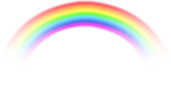 Rainbow Shape arch realistic isolated on white transparent background. Colorful light and bright design element. Symbol of rain, sky, clear, nature. rainbow with transparent effect