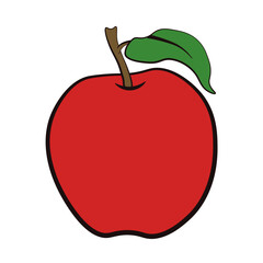 Simple flat vector red Apple isolated transparent background, EPS 10