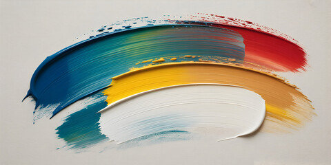 Vibrant abstract paint strokes texture on canvas modern artistic background with teal yellow and red hues