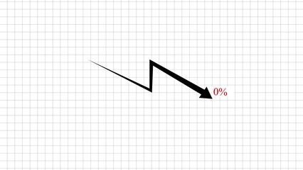 Sharp downward trending arrow with percentage symbol indicating financial loss or economic decline