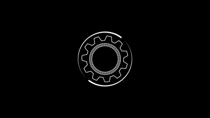Abstract circular gear mechanism with intricate internal details on a stark black background