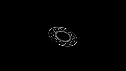 Abstract circular gear mechanism or setting symbol for technology on a black screen