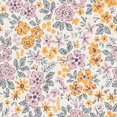 Flower seamless pattern in ditsy style