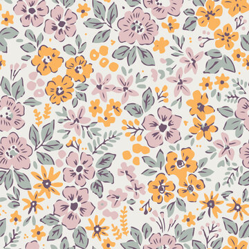 Flower seamless pattern in ditsy style