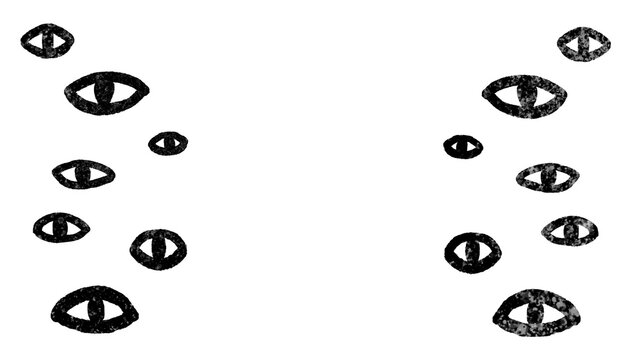 Textured Hand Drawn Spooky Eyes with Transparent Background 