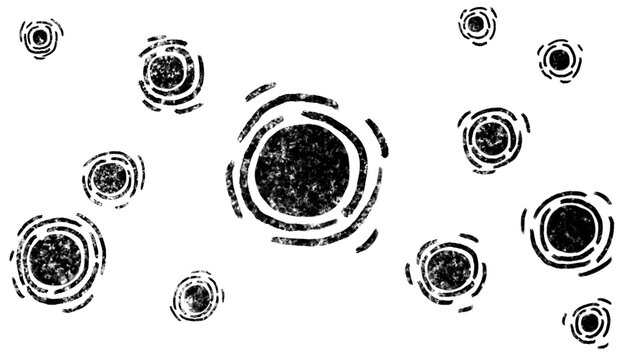 Textured Hand Drawn Black Pattern of Abstract Sun Symbols with Transparent Background 