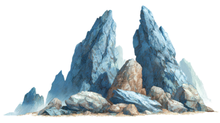 Panoramic view of snow-capped mountain peaks	
