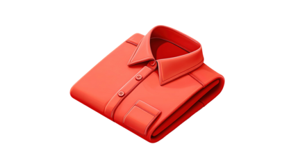 Red shirt folded 3d icon in cartoon plastic style minimal isolated on transparent white background